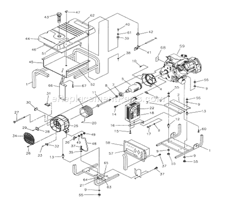 Page C Diagram and Parts List for 9885-3  Briggs and Stratton Generator